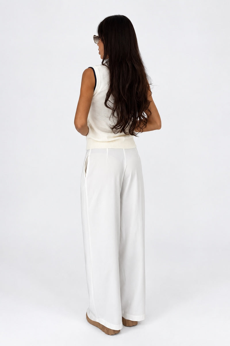 Replica white sleeveless knit top back view